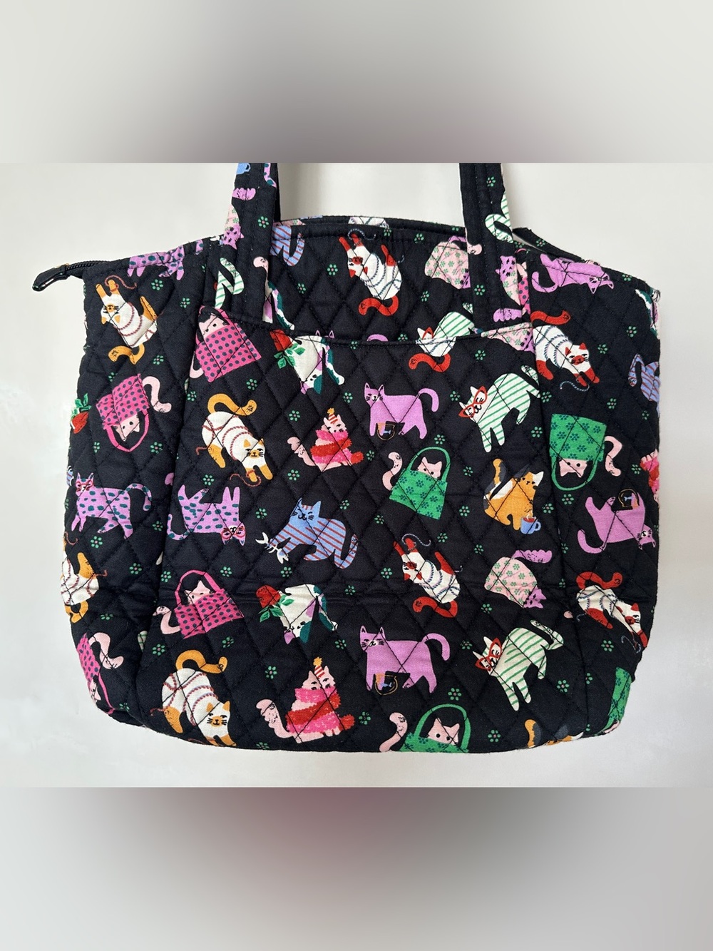 NWOT Vera Bradley Herding Cats Colorful Print Quilted Cotton Glenna Satchel Tote - Picture 2 of 7